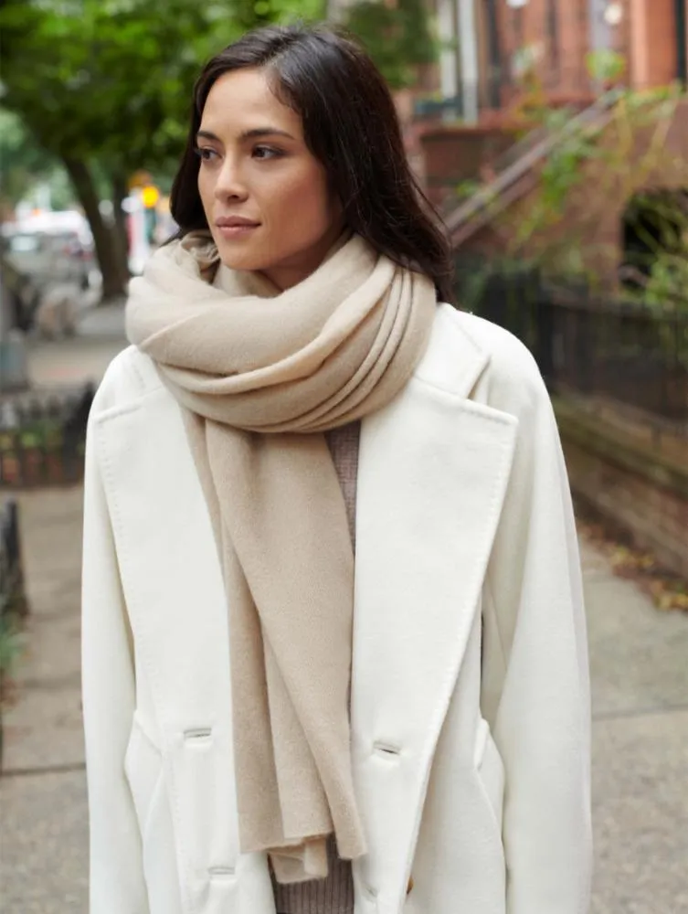 White   Warren - Cashmere Travel Wrap in Light Stone