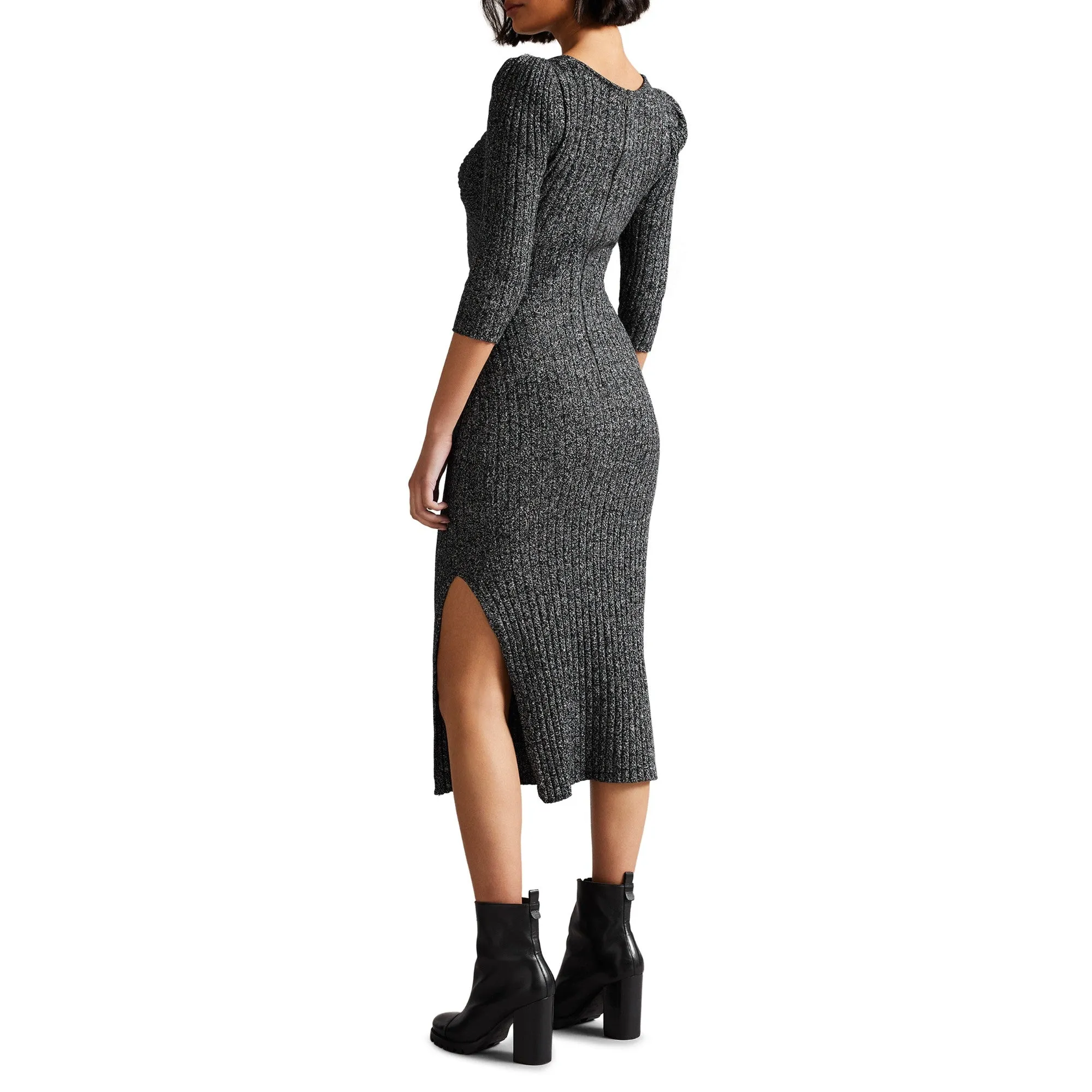 Women Wmd-Chelsiy-Sweetheart Neckline Knitted Dress - Black