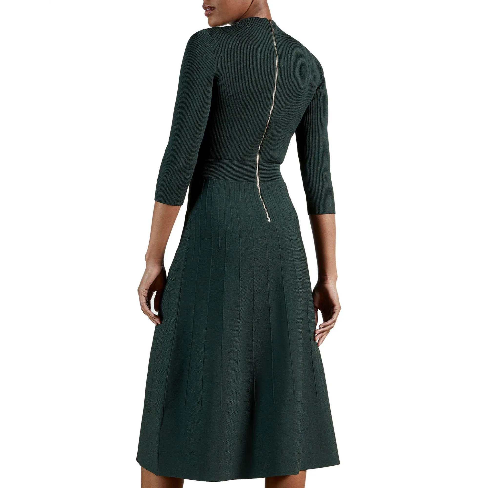 Women Wmd-Franeyy-High Neck Knitted Midi Dress - Dk-Green