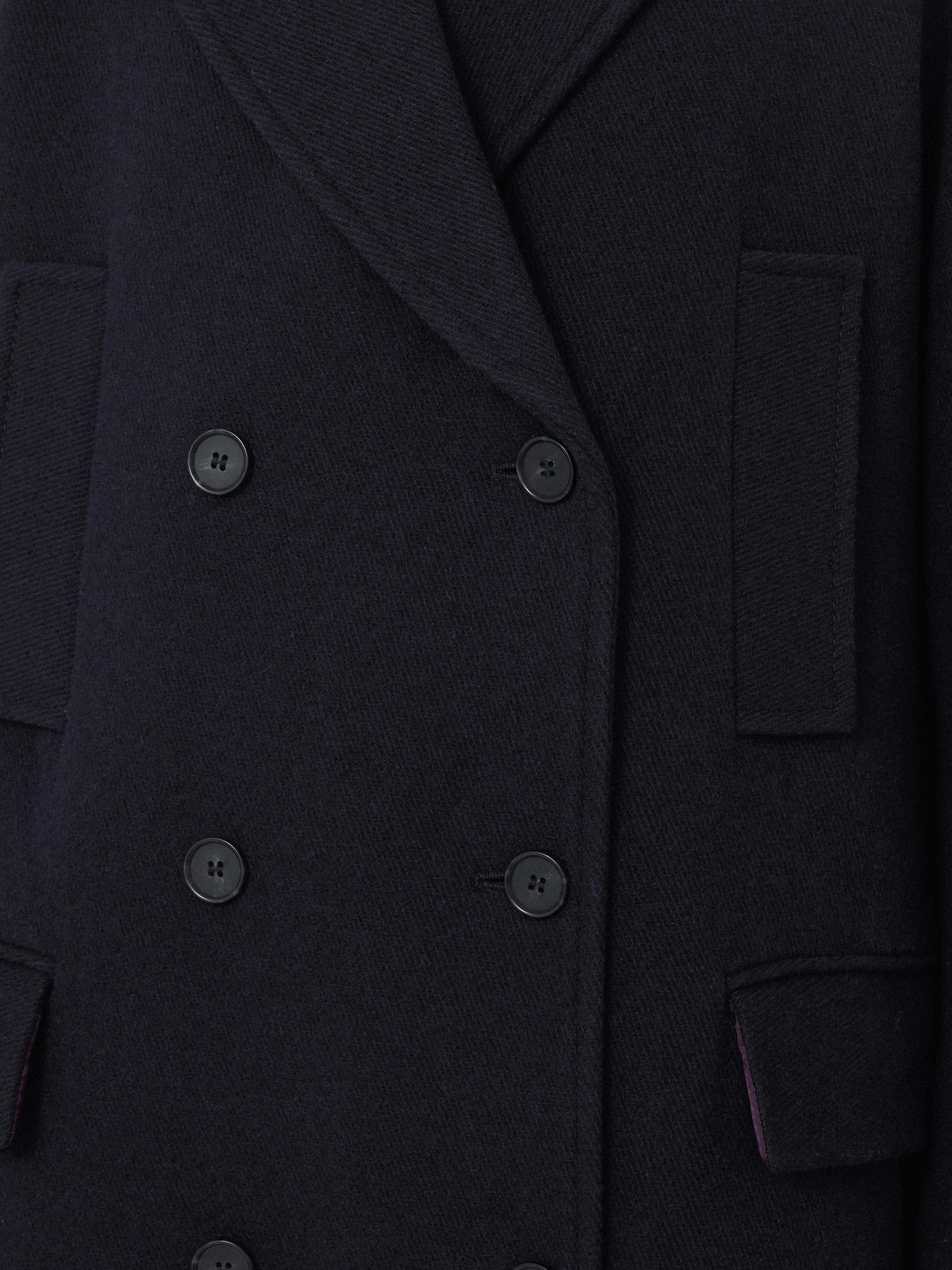 Wool Double Breasted Overcoat | Navy