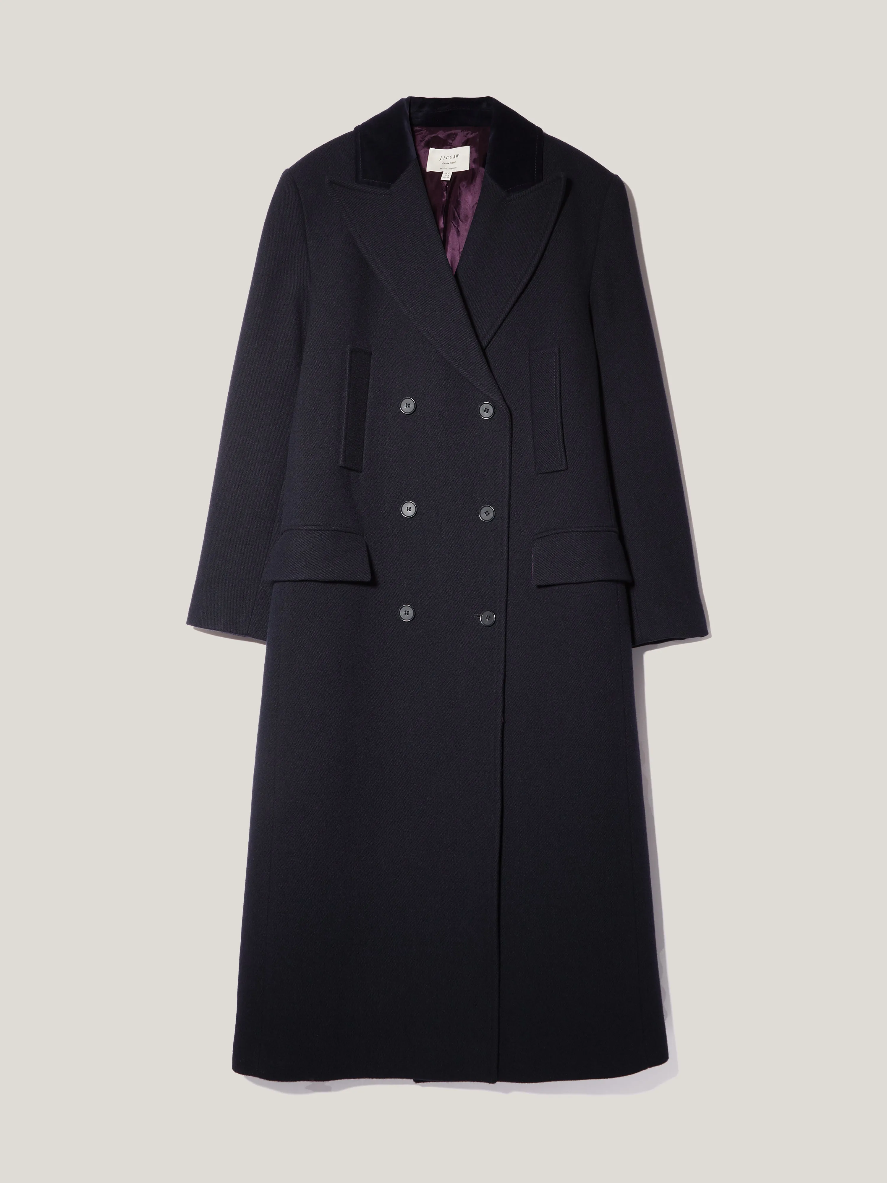 Wool Double Breasted Overcoat | Navy